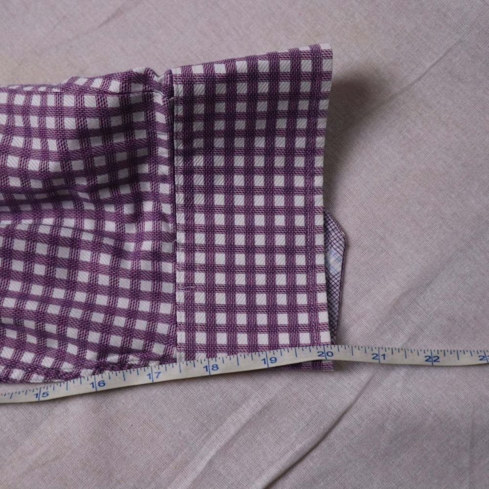 Johnston & Murphy Mens XXL Tailored Fit Purple Gingham Check Button Down Shirt - Picture 6 of 6
